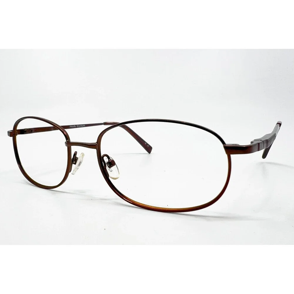 Modern Dictator Eyeglasses Men Brown Titanium Oval Frame 53-17-140